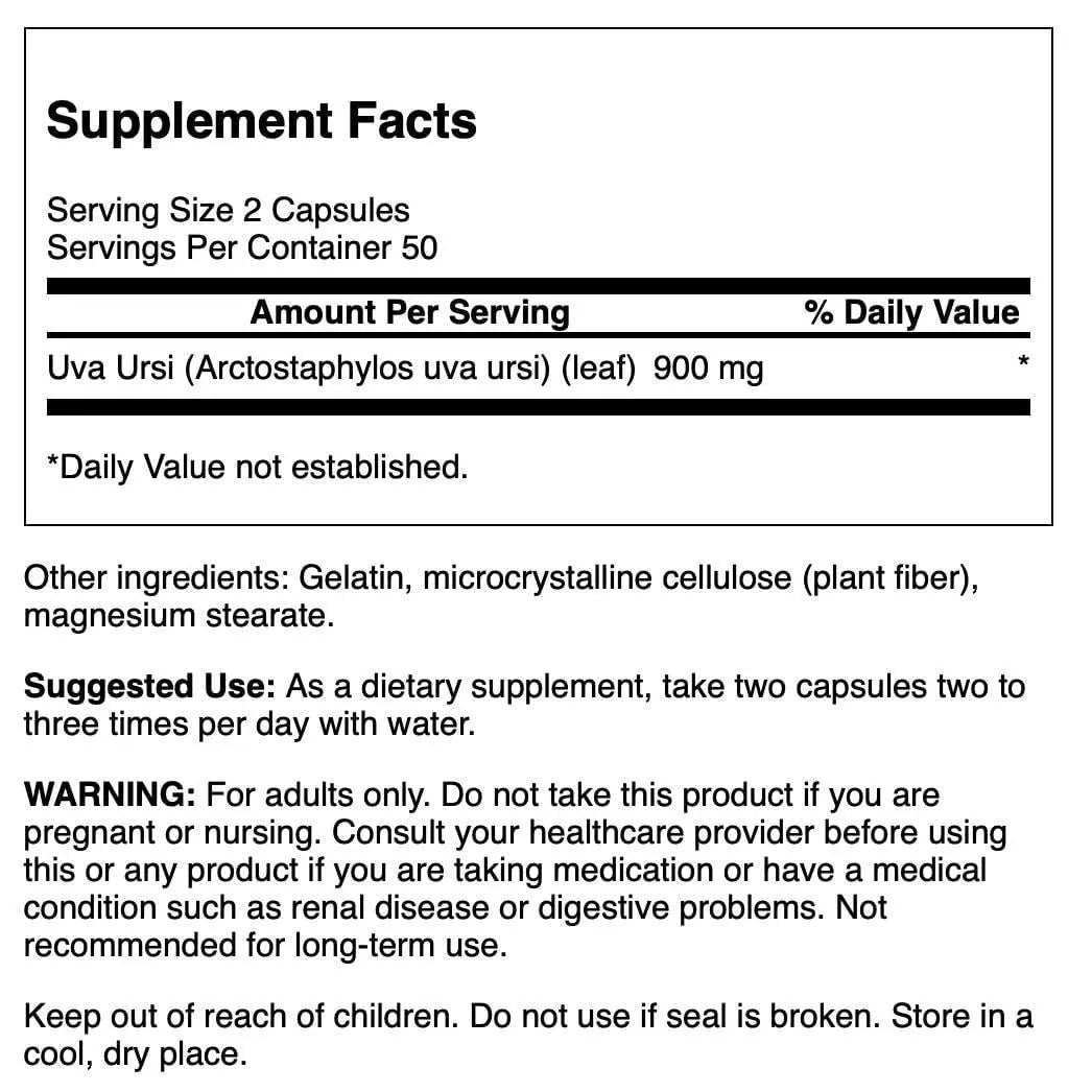 Swanson Full-Spectrum Uva Ursi Leaf - Herbal Supplement Supporting Kidney & Urinary Tract Health - May Support Cardiovascular System Function & Bladder Health - (100 Capsules, 450mg Each) - dailyvitalstore