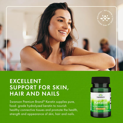 Swanson Keratin (from Tibetan Wool) - Natural Supplement Promoting Healthy Joints, Hair, Skin & Nails - Helps Nourish Healthy Connective Tissues - (60 Capsules, 50mg Each) - dailyvitalstore