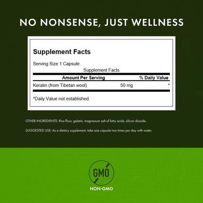 Swanson Keratin (from Tibetan Wool) - Natural Supplement Promoting Healthy Joints, Hair, Skin & Nails - Helps Nourish Healthy Connective Tissues - (60 Capsules, 50mg Each) - dailyvitalstore