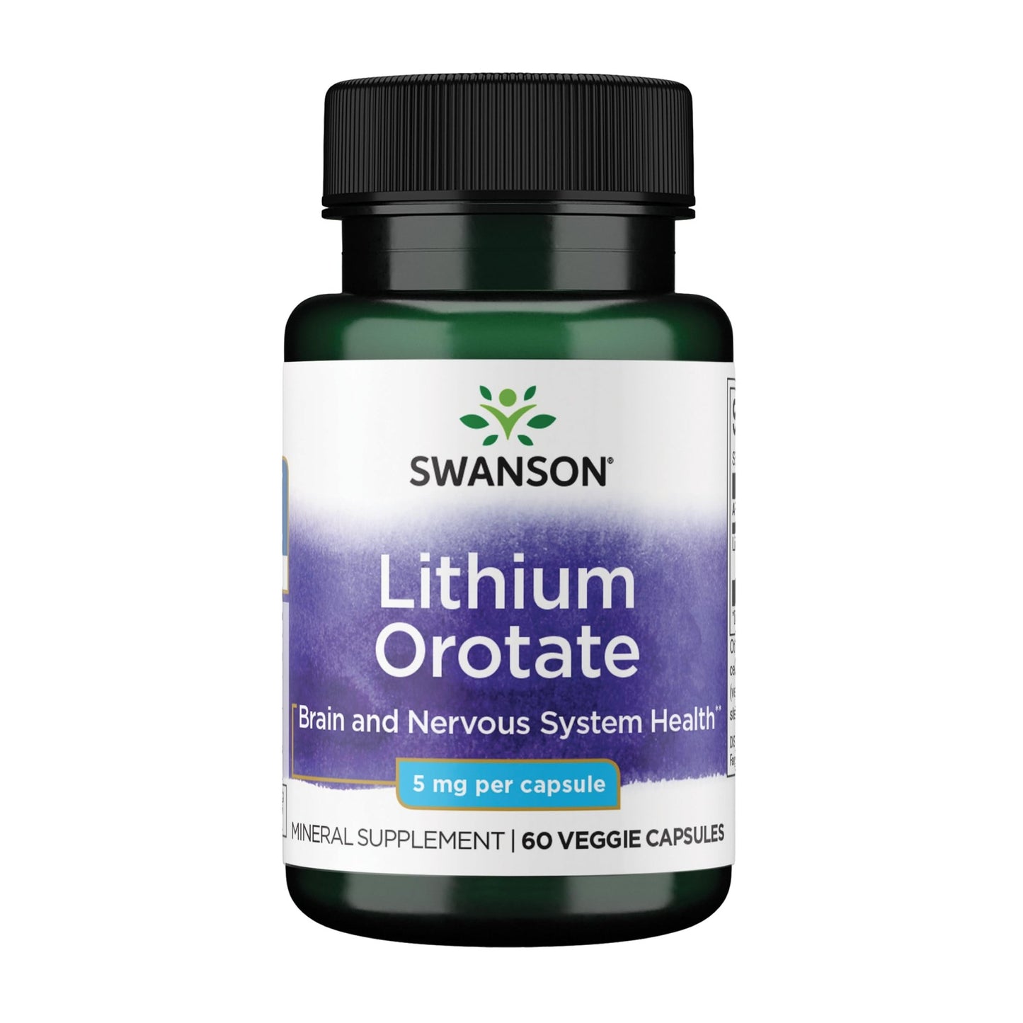 Swanson Lithium Orotate Mood and Memory Support Supplement for Stress-Prone Adults Seeking Emotional Wellness - 5 mg Elemental Lithium (60 Veggie Capsules) - dailyvitalstore