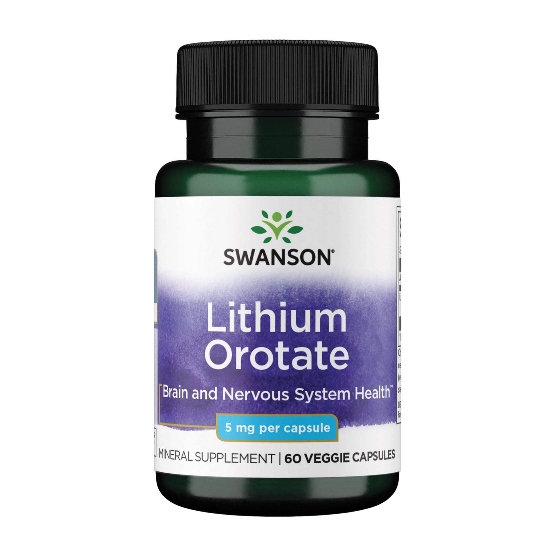 Swanson Lithium Orotate Mood and Memory Support Supplement for Stress-Prone Adults Seeking Emotional Wellness - 5 mg Elemental Lithium (60 Veggie Capsules) - dailyvitalstore