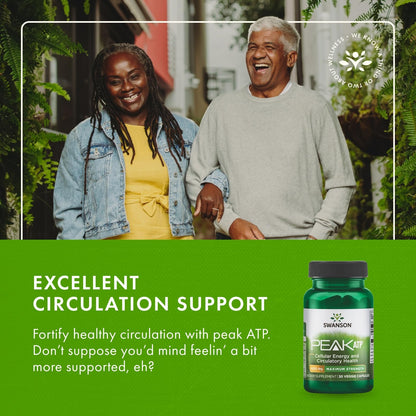 Swanson Maximum Strength Peak ATP Cellular Energy Supplement for Athletes and Active Adults Seeking Performance and Recovery Support - 400 mg (30 Veggie Capsules, 2 Pack) - dailyvitalstore