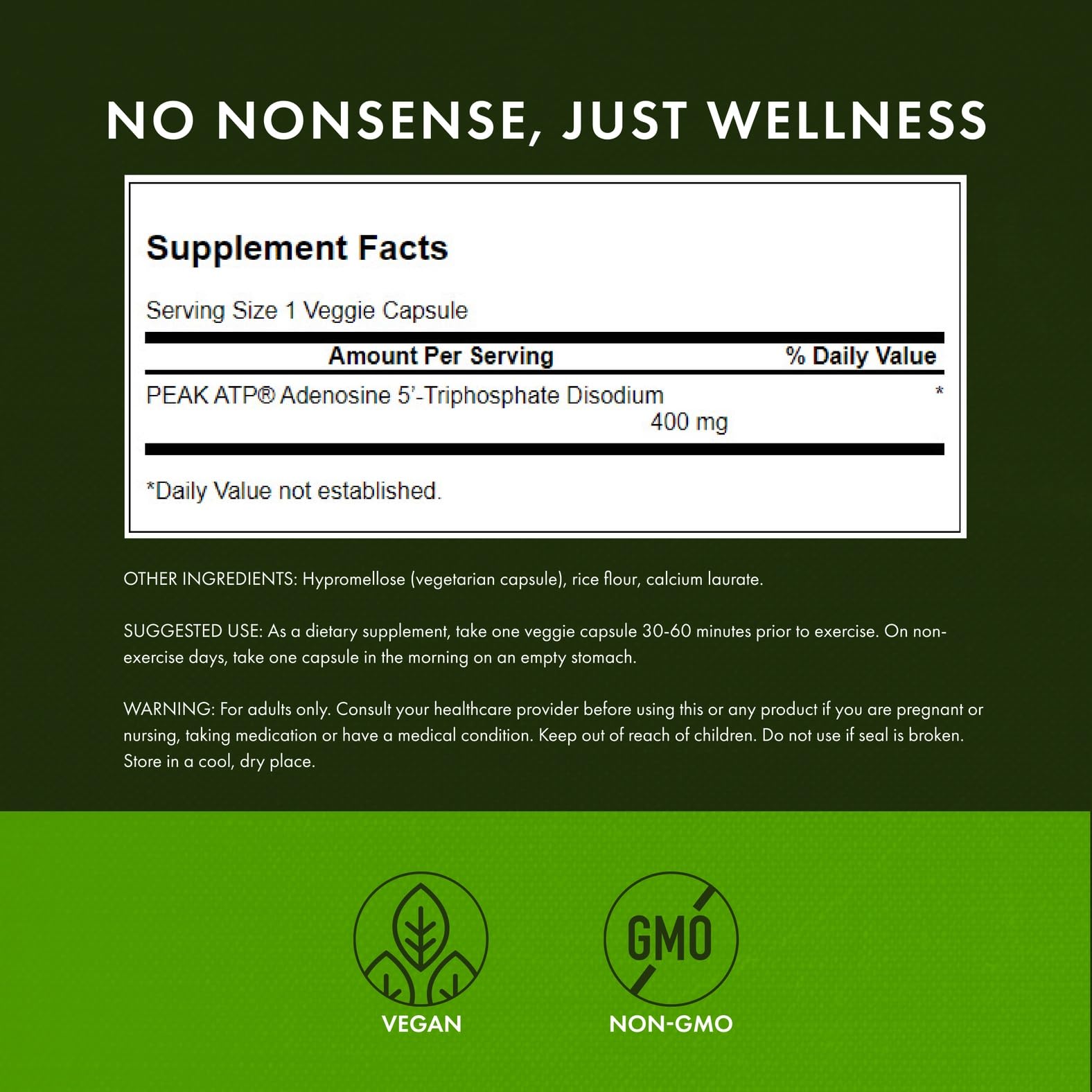 Swanson Maximum Strength Peak ATP Cellular Energy Supplement for Athletes and Active Adults Seeking Performance and Recovery Support - 400 mg (30 Veggie Capsules, 2 Pack) - dailyvitalstore