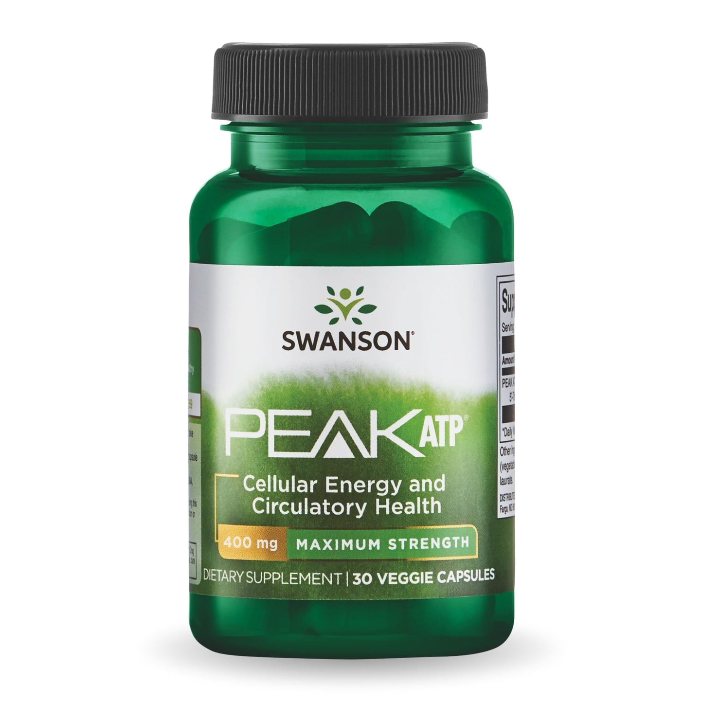 Swanson Maximum Strength Peak ATP-Natural Supplement Promoting Cellular Energy Support-Supports Physical Performance and Promotes Healthy Blood Flow Support-(30 Veggie Capsules, 400mg Each) 1 Pack - dailyvitalstore
