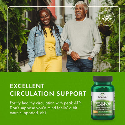 Swanson Maximum Strength Peak ATP-Natural Supplement Promoting Cellular Energy Support-Supports Physical Performance and Promotes Healthy Blood Flow Support-(30 Veggie Capsules, 400mg Each) 1 Pack - dailyvitalstore