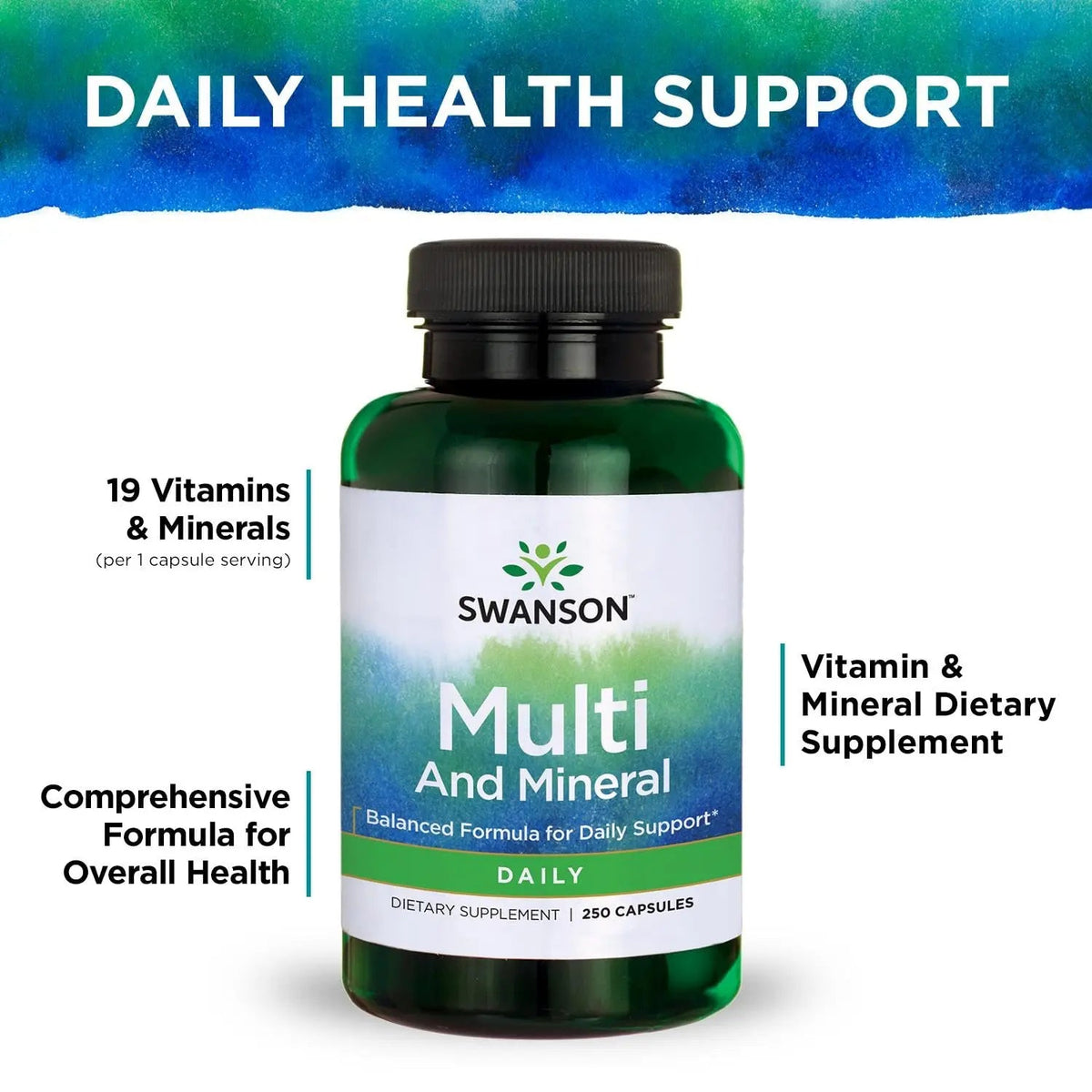 Swanson Multi and Mineral Daily Men's Women's Multivitamin Multimineral Health Supplement 250 Capsules (Caps) - dailyvitalstore