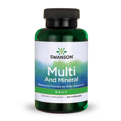 Swanson Multi and Mineral Daily Men's Women's Multivitamin Multimineral Health Supplement 250 Capsules (Caps) - dailyvitalstore