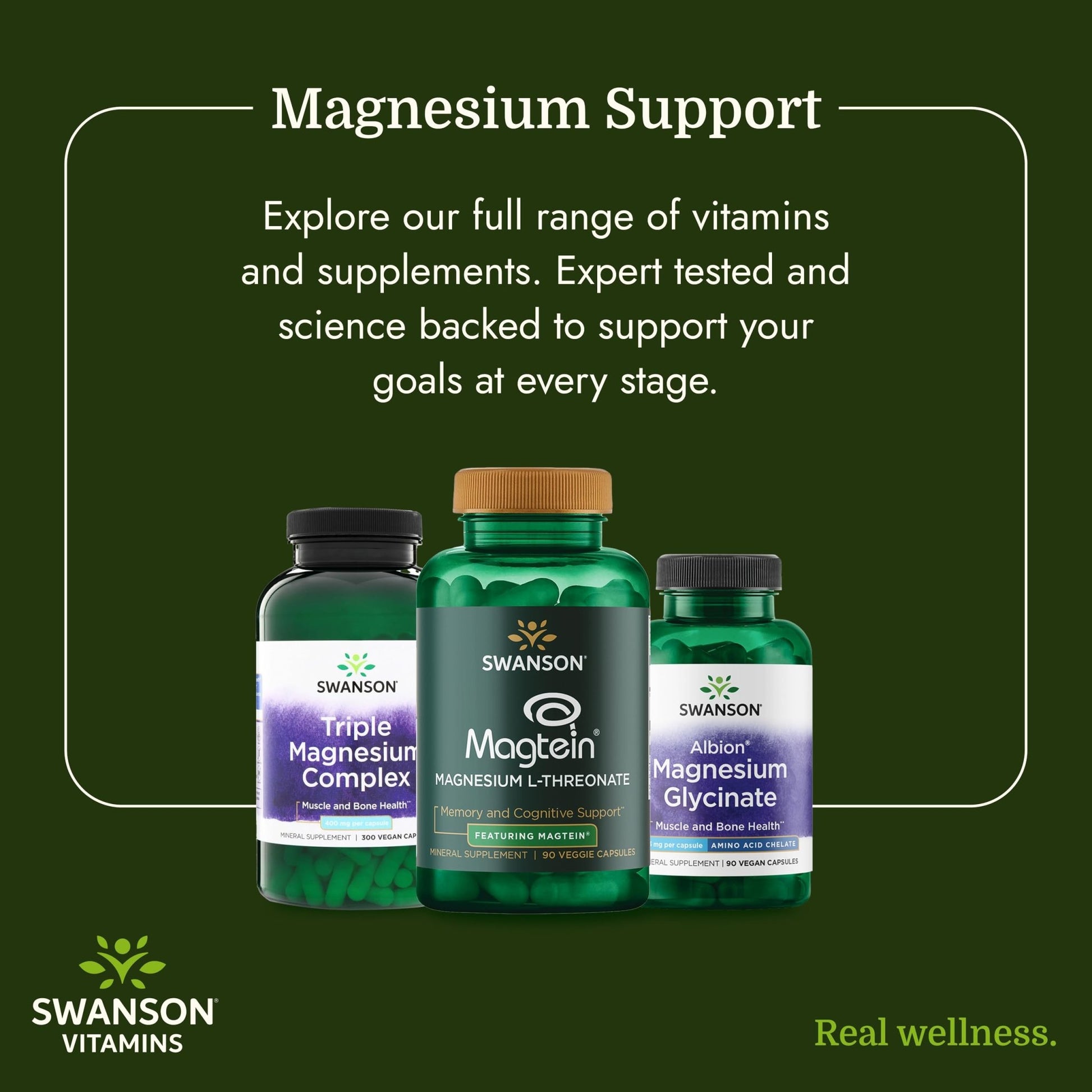 Swanson Triple Magnesium Complex - 100 Capsules, 400mg Each - dailyvitalstore