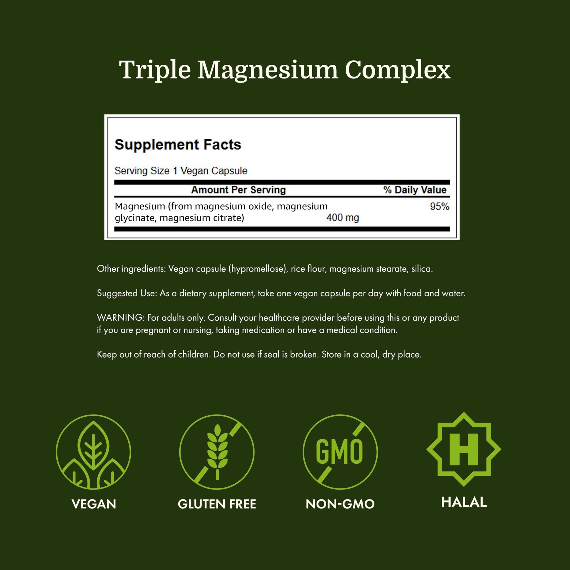 Swanson Triple Magnesium Complex - 100 Capsules, 400mg Each - dailyvitalstore