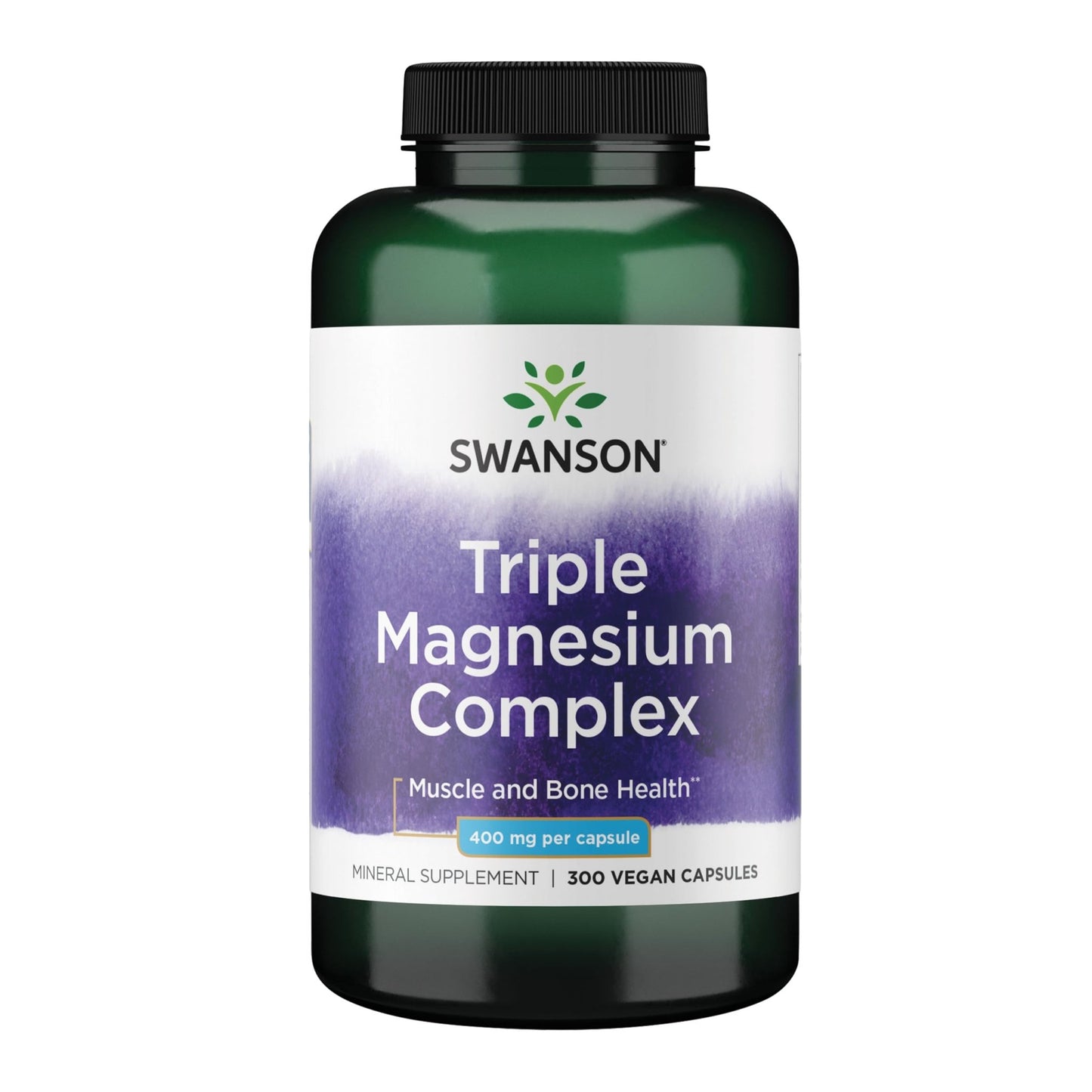 Swanson Triple Magnesium Complex Bone, Nerve, and Muscle Support Supplement for Adults Seeking Optimal Magnesium Absorption - 400 mg (300 Vegan Capsules) - dailyvitalstore