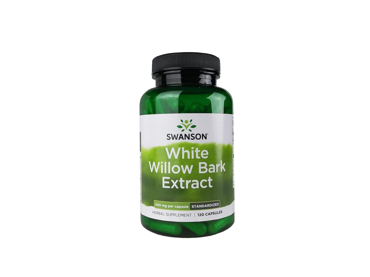 Swanson White Willow Bark Extract - Promotes Joint Support and Muscle Relief - Standardized to 15% Salicin - Natural Supplement with No Stomach Irritation - (120 Capsules, 500mg Each) - dailyvitalstore