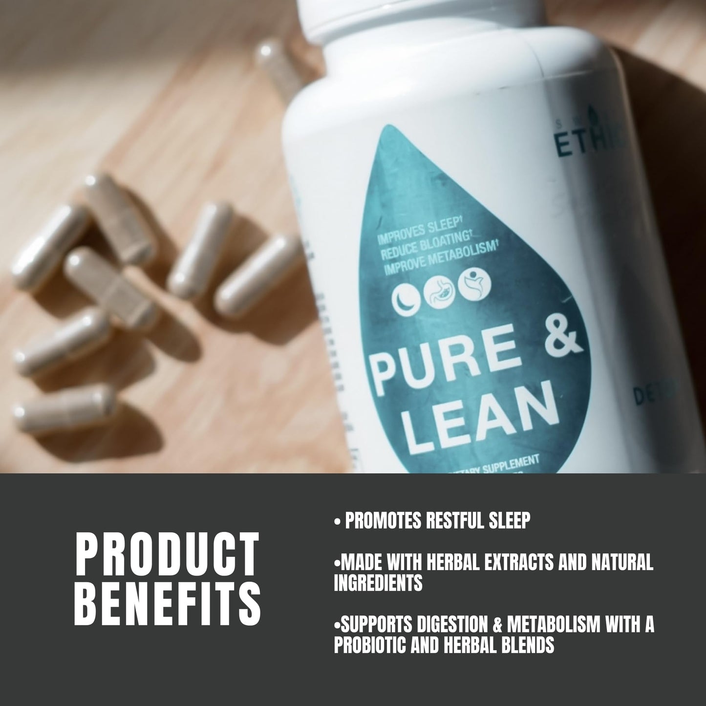 Sweat Ethic Pure & Lean Detox, Natural Nighttime Support with GABA, 5 HTP, Melatonin, Probiotics & Herbal Extracts, Supports Evening Routine and Digestion, Dietary Supplement - dailyvitalstore
