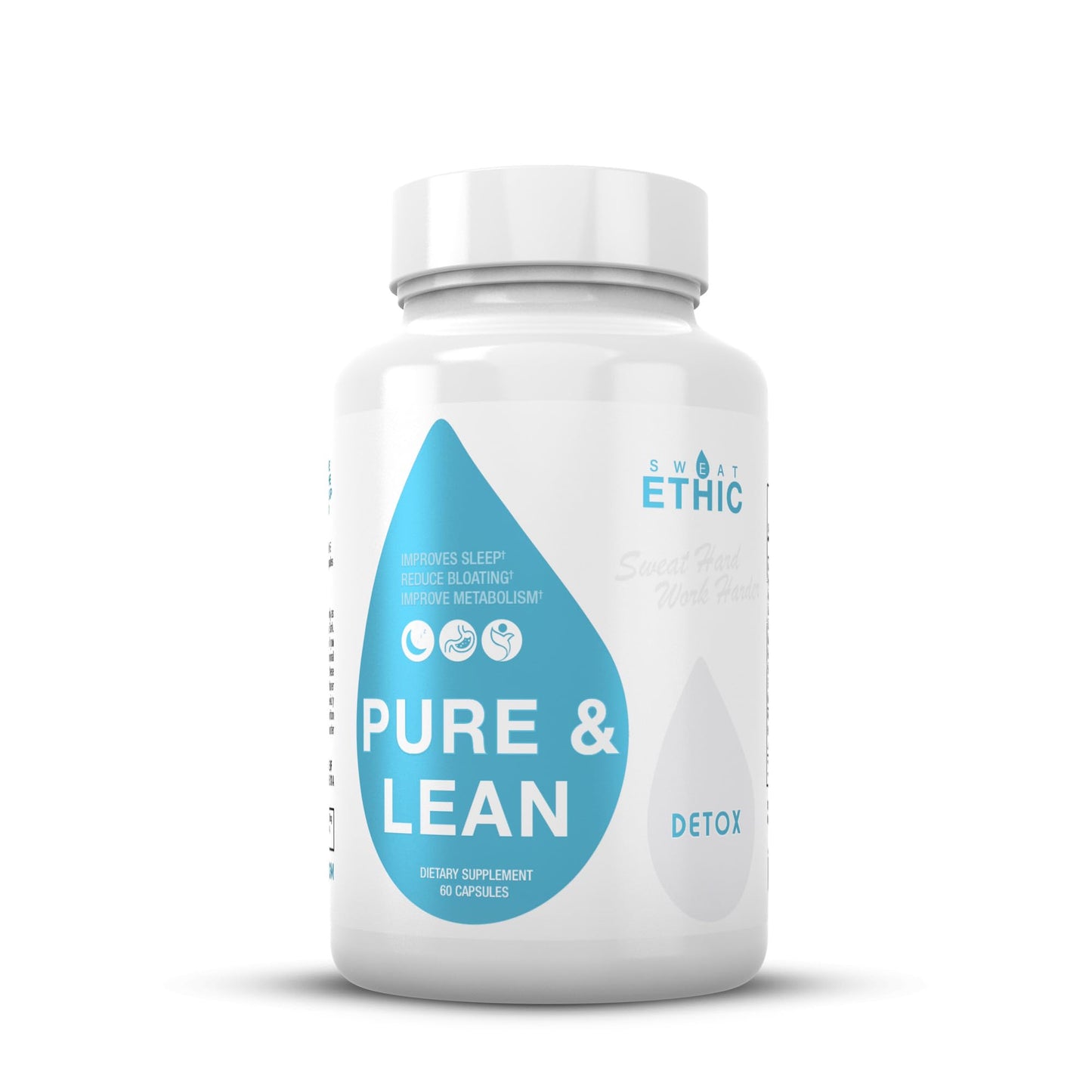 Sweat Ethic Pure & Lean Detox, Natural Nighttime Support with GABA, 5 HTP, Melatonin, Probiotics & Herbal Extracts, Supports Evening Routine and Digestion, Dietary Supplement - dailyvitalstore