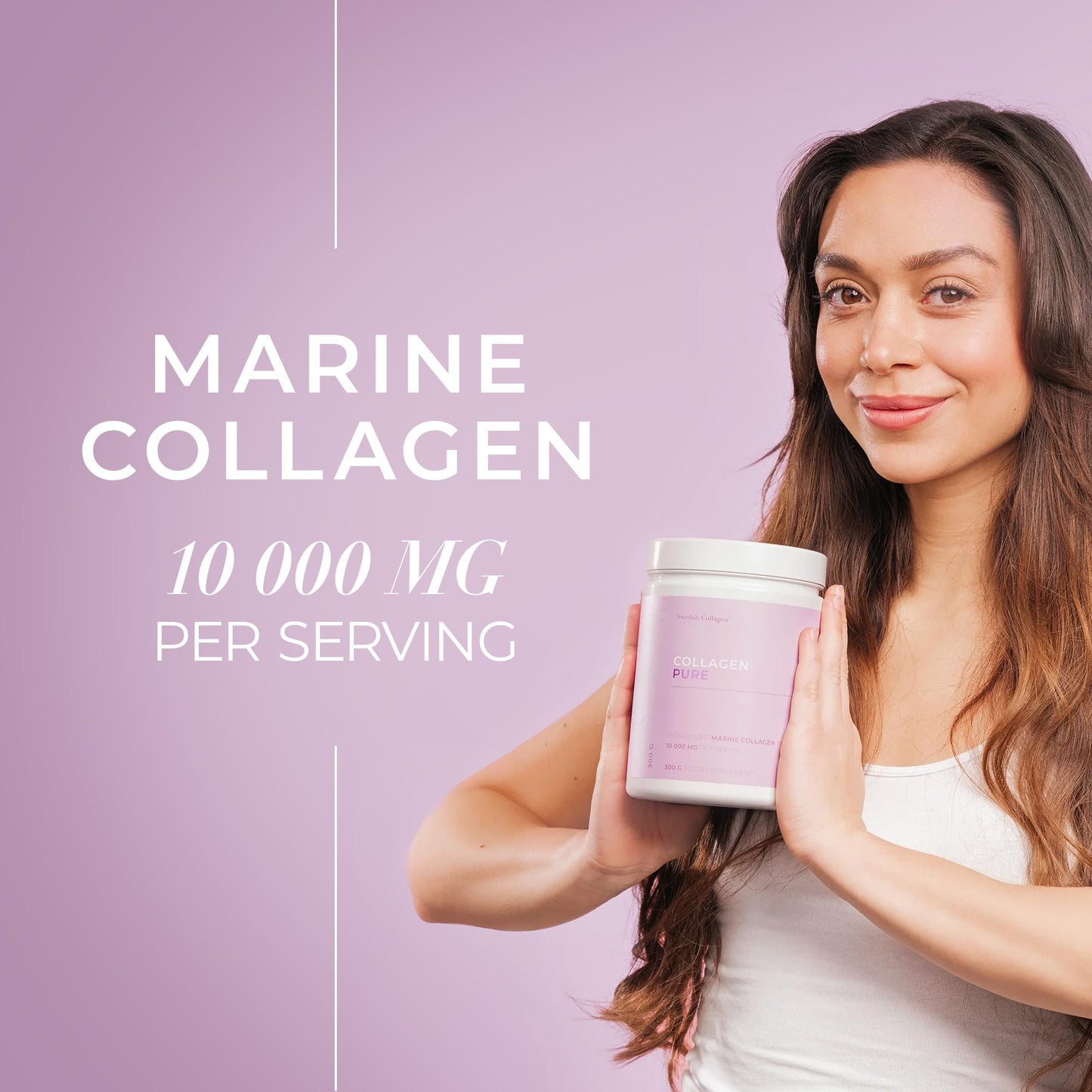 Swedish Collagen - Hydrolyzed Marine Collagen 10,000 mg Powder Supplement - Pack of 300 g, 30 Day Supply | Pure Peptide for Healthy Hair, Skin, Nails & Joints I 100% Natural & Gluten Free | Sugar-Free - dailyvitalstore