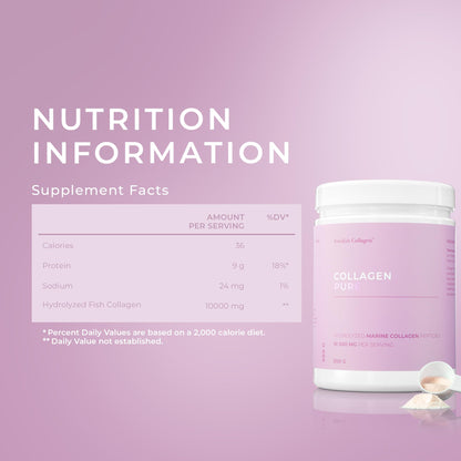Swedish Collagen - Hydrolyzed Marine Collagen 10,000 mg Powder Supplement - Pack of 300 g, 30 Day Supply | Pure Peptide for Healthy Hair, Skin, Nails & Joints I 100% Natural & Gluten Free | Sugar-Free - dailyvitalstore