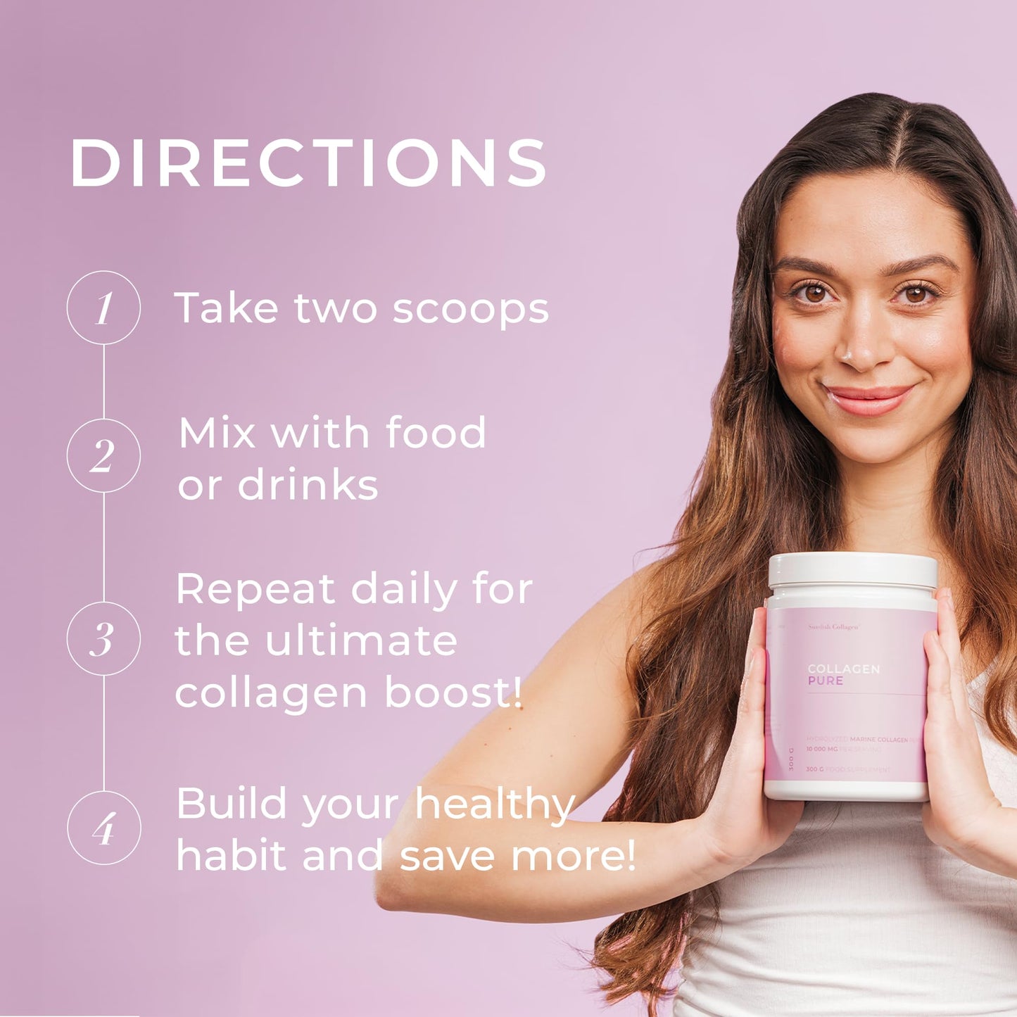 Swedish Collagen - Hydrolyzed Marine Collagen 10,000 mg Powder Supplement - Pack of 300 g, 30 Day Supply | Pure Peptide for Healthy Hair, Skin, Nails & Joints I 100% Natural & Gluten Free | Sugar-Free - dailyvitalstore