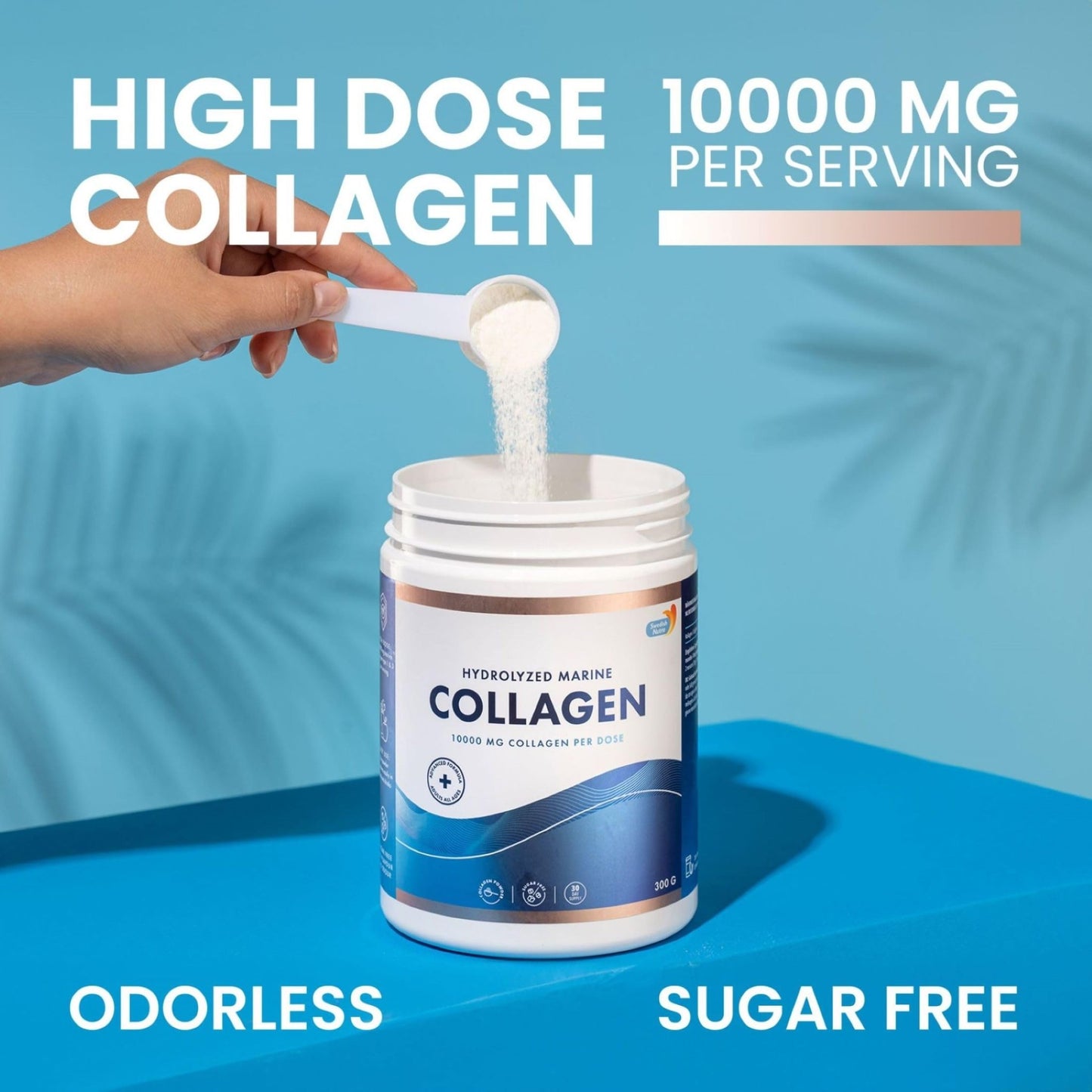Swedish Nutra 10,000 mg Hydrolysed Marine Collagen Powder Supplement - 30 Day Supply| Type 1 & 3 Collagen, Pure Peptides for Healthy Hair, Skin, Nails, Joints I Unflavored | 100% Natural | Sugar-Free - dailyvitalstore