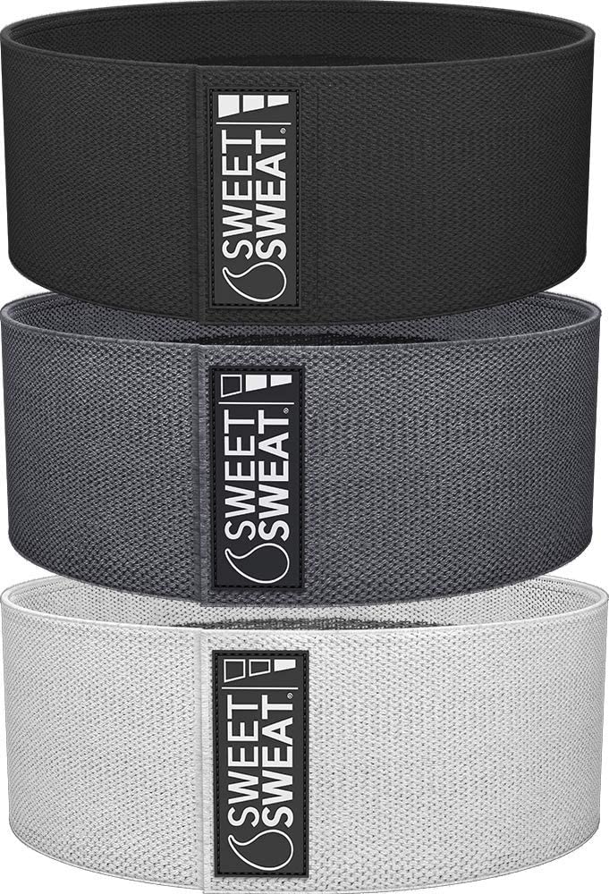 Sweet Sweat Hip Bands with 3 Levels of Resistance | Non-Slip Fabric Booty Bands for Squats & Lunges | Includes Free Mesh Carrying Bag - dailyvitalstore