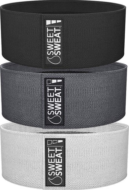 Sweet Sweat Hip Bands with 3 Levels of Resistance | Non-Slip Fabric Booty Bands for Squats & Lunges | Includes Free Mesh Carrying Bag - dailyvitalstore