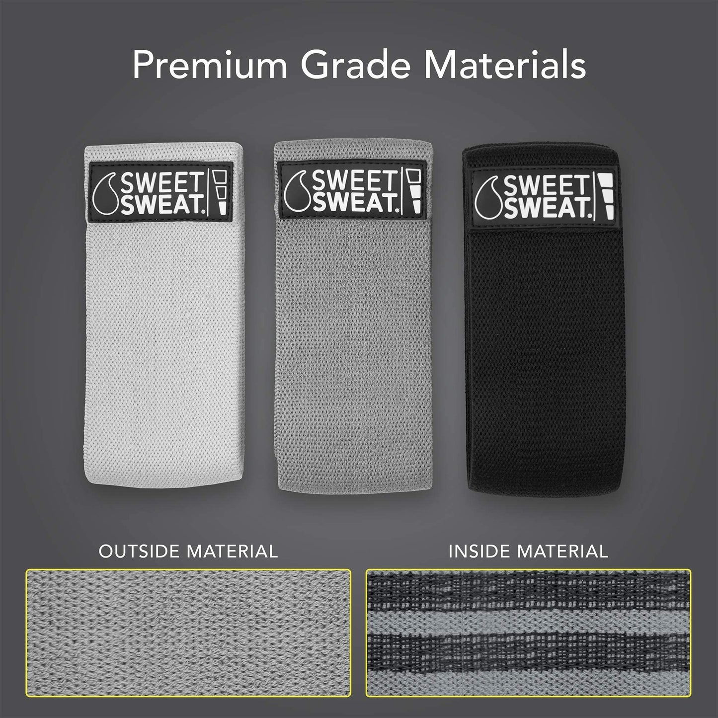 Sweet Sweat Hip Bands with 3 Levels of Resistance | Non-Slip Fabric Booty Bands for Squats & Lunges | Includes Free Mesh Carrying Bag - dailyvitalstore
