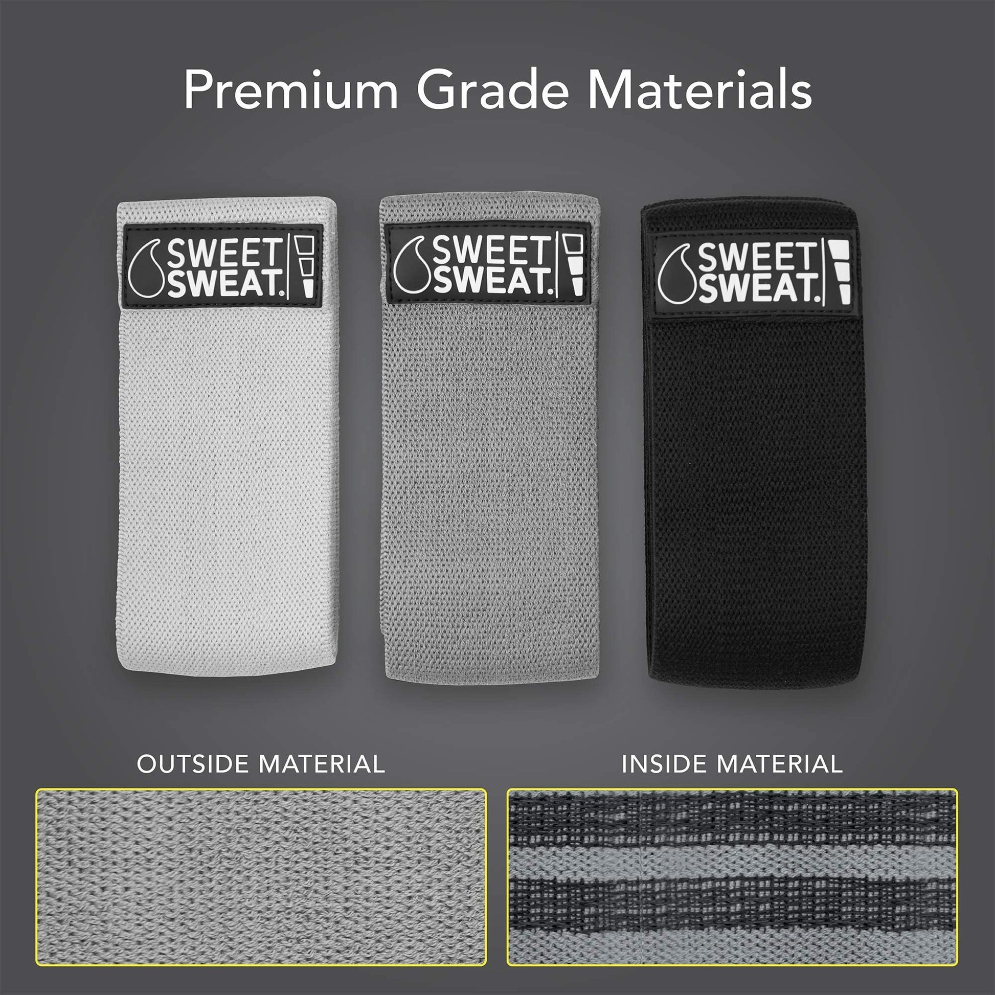 Sweet Sweat Hip Bands with 3 Levels of Resistance | Non-Slip Fabric Booty Bands for Squats & Lunges | Includes Free Mesh Carrying Bag - dailyvitalstore