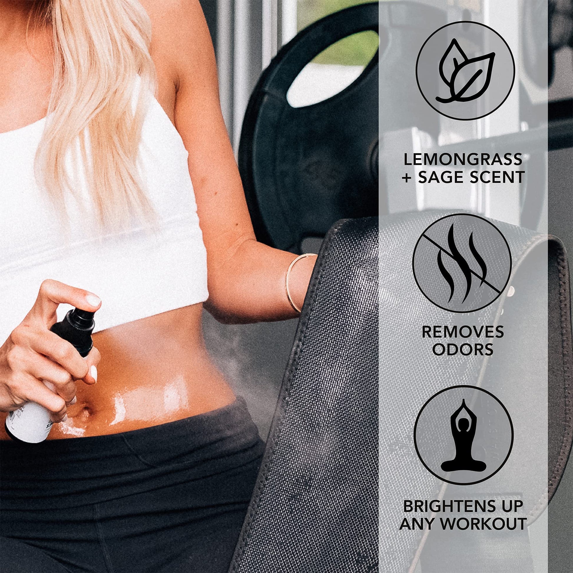 Sweet Sweat Waist Trimmer Cleaning Spray | Freshen & Clean Neoprene Trimmers, Yoga Mat, Gym Equipment & More! | Made with Lemongrass & Sage Oil - 4oz. - dailyvitalstore
