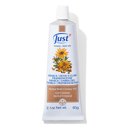 Swiss Just Arnica Gel, Arnica Creamy Gel 60g. Arnica Cream w/Devils Claw & Frankincense Oil. A Gentle Massage Cream on Wrists, Fingers, Knees, Ankles, Joints, Waist, Neck, and Back. - dailyvitalstore