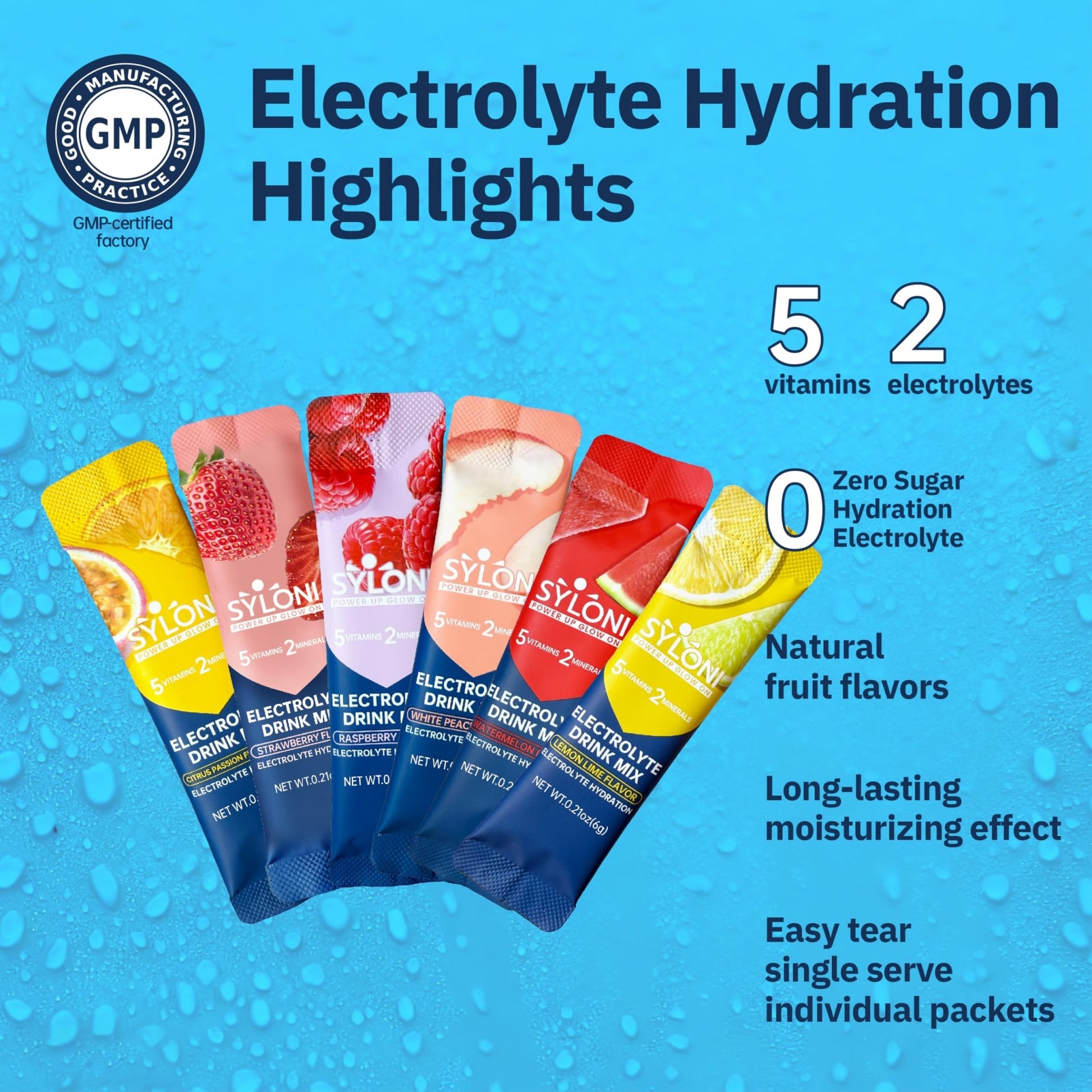 Syloni Electrolytes Powder Packets, Trial Variety Pack(20 Sticks), Sugar Free Hydration Packets Electrolyte Drink Mix with 7 Vitamins and Electrolytes - dailyvitalstore