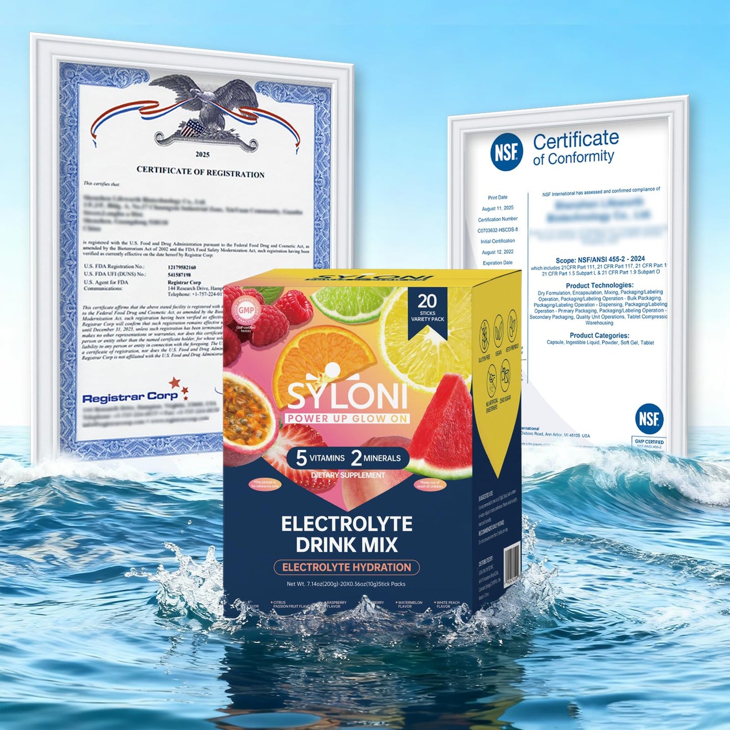 Syloni Electrolytes Powder Packets, Trial Variety Pack(20 Sticks), Sugar Free Hydration Packets Electrolyte Drink Mix with 7 Vitamins and Electrolytes - dailyvitalstore