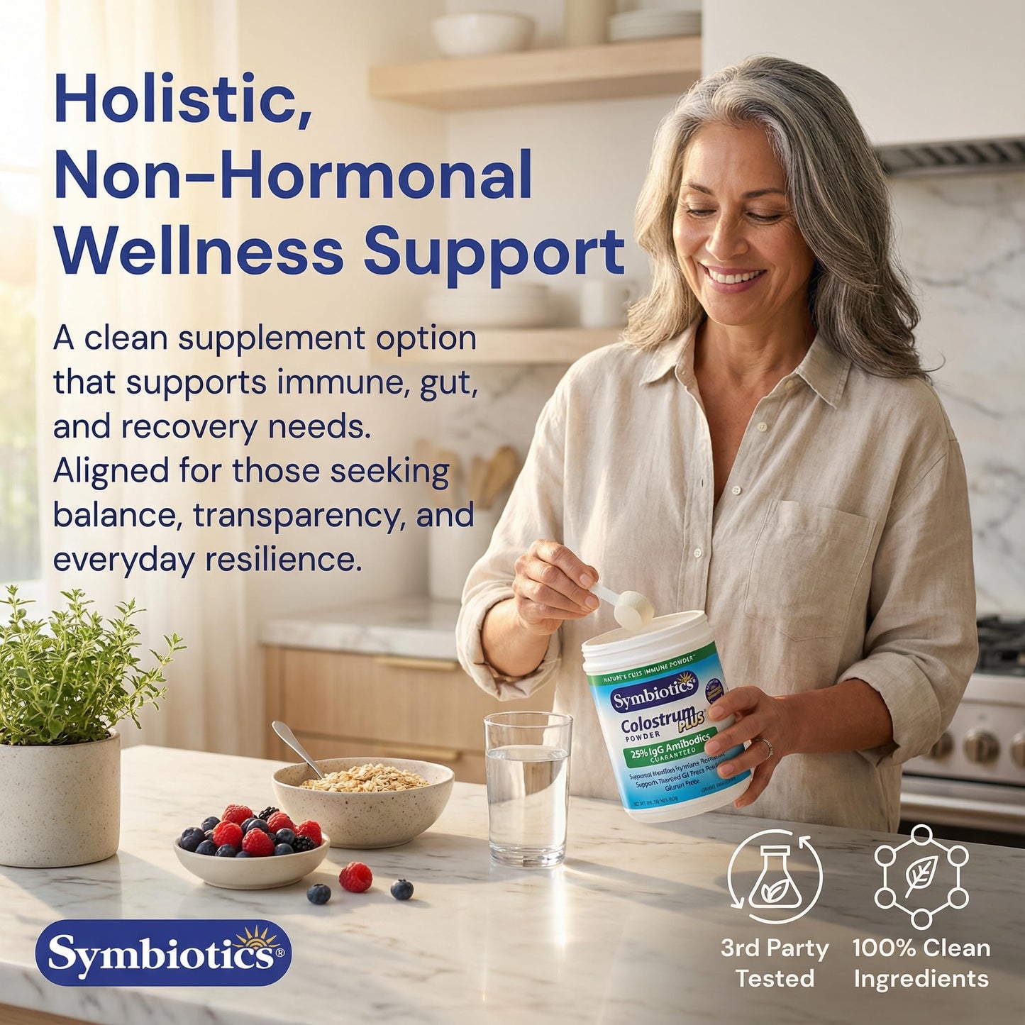 Symbiotics Colostrum Plus Powder 2.25 oz – Immune & Muscle Recovery Support, 25% IgG Immunoglobulins, Gut Health & Training Resilience, Unflavored, Gluten Free - 2.25 oz - dailyvitalstore