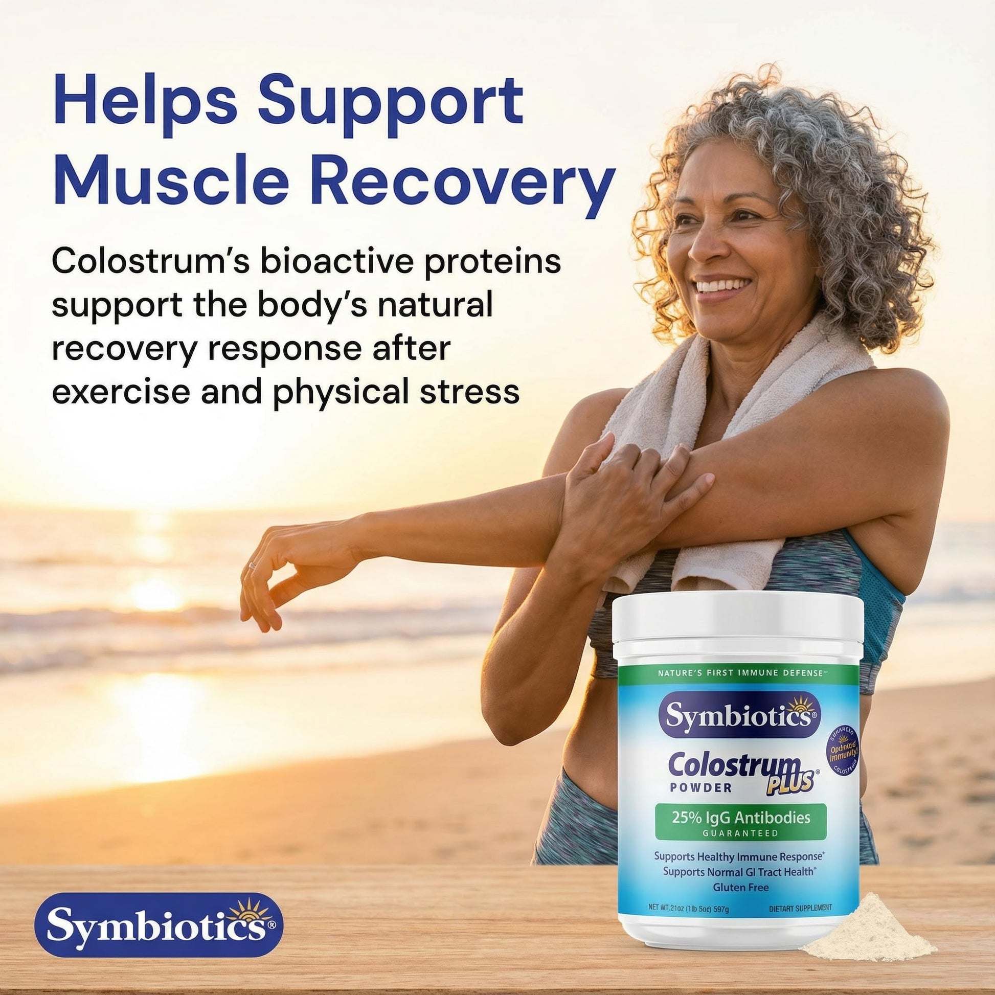 Symbiotics Colostrum Plus Powder 2.25 oz – Immune & Muscle Recovery Support, 25% IgG Immunoglobulins, Gut Health & Training Resilience, Unflavored, Gluten Free - 2.25 oz - dailyvitalstore