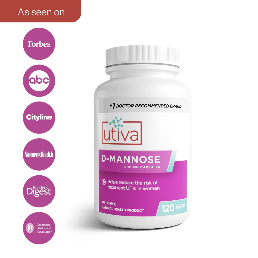 Szio+ Utiva D-Mannose 500mg Capsules – Naturally Flush The Bladder and Urinary Tract – UTI Avoidance – D Mannose Supplements for Women – Supports Urinary Tract Infection Treatments, 120 Capsules - dailyvitalstore