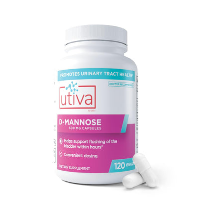 Szio+ Utiva D-Mannose 500mg Capsules – Naturally Flush The Bladder and Urinary Tract – UTI Avoidance – D Mannose Supplements for Women – Supports Urinary Tract Infection Treatments, 120 Capsules - dailyvitalstore