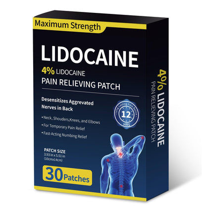 SZLGANG 4% Lidocaine Pain Relief Patches - (Large, 30, Count) Maximum Strength Relief for Back, Neck, Shoulder, Joint & Muscle Pain, 3.9”x 5.5”-03CCD - dailyvitalstore