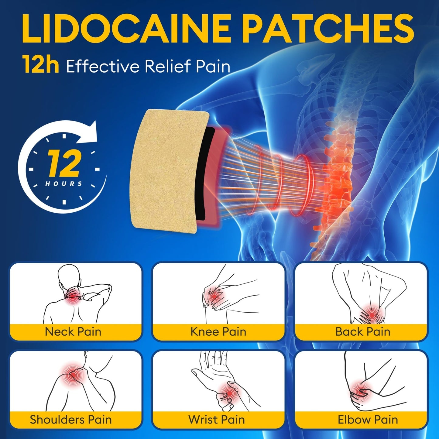 SZLGANG 4% Lidocaine Pain Relief Patches - (Large, 30, Count) Maximum Strength Relief for Back, Neck, Shoulder, Joint & Muscle Pain, 3.9”x 5.5”-03CCD - dailyvitalstore