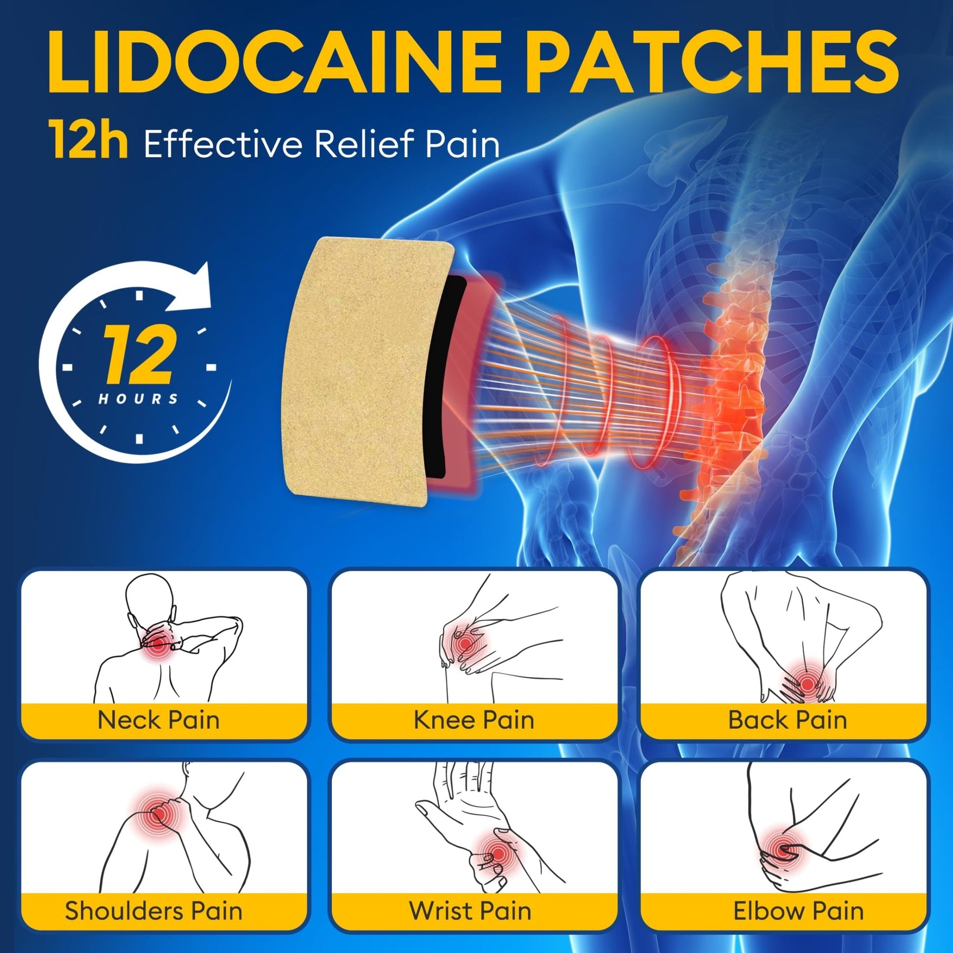 SZLGANG 4% Lidocaine Pain Relief Patches - (Large, 30, Count) Maximum Strength Relief for Back, Neck, Shoulder, Joint & Muscle Pain, 3.9”x 5.5”-03O - dailyvitalstore