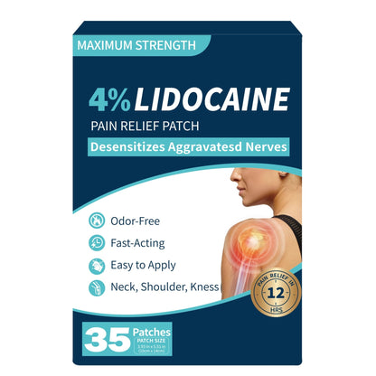 SZLGANG 4% Lidocaine Pain Relief Patches - (Large, 35, Count) Maximum Strength Relief for Back, Neck, Shoulder, Joint & Muscle Pain, 3.9”x 5.5”-03277 - dailyvitalstore