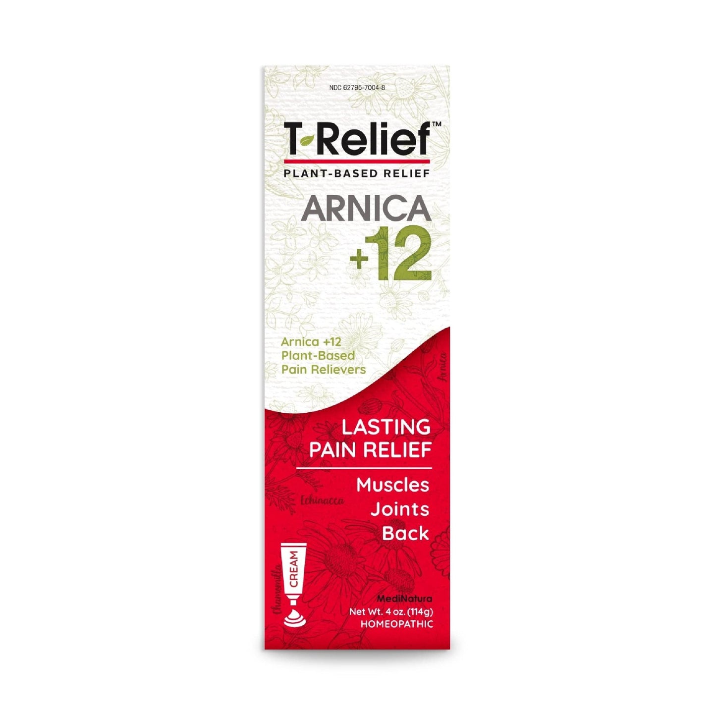 T-Relief Arnica +12 Cream Natural Actives for Back Pain Joint Soreness Muscle Aches & Stiffness, Whole Body Fast Acting Relief for Women & Men - 4 oz - dailyvitalstore