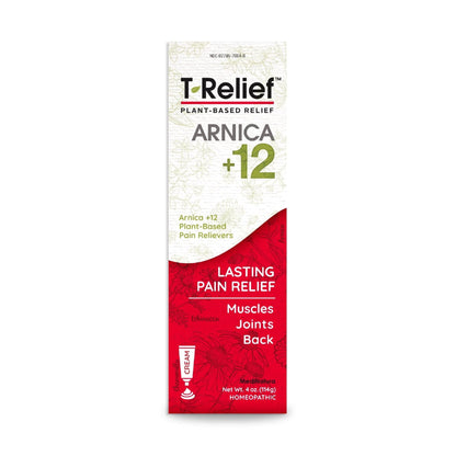 T-Relief Arnica +12 Cream Natural Actives for Back Pain Joint Soreness Muscle Aches & Stiffness, Whole Body Fast Acting Relief for Women & Men - 4 oz - dailyvitalstore