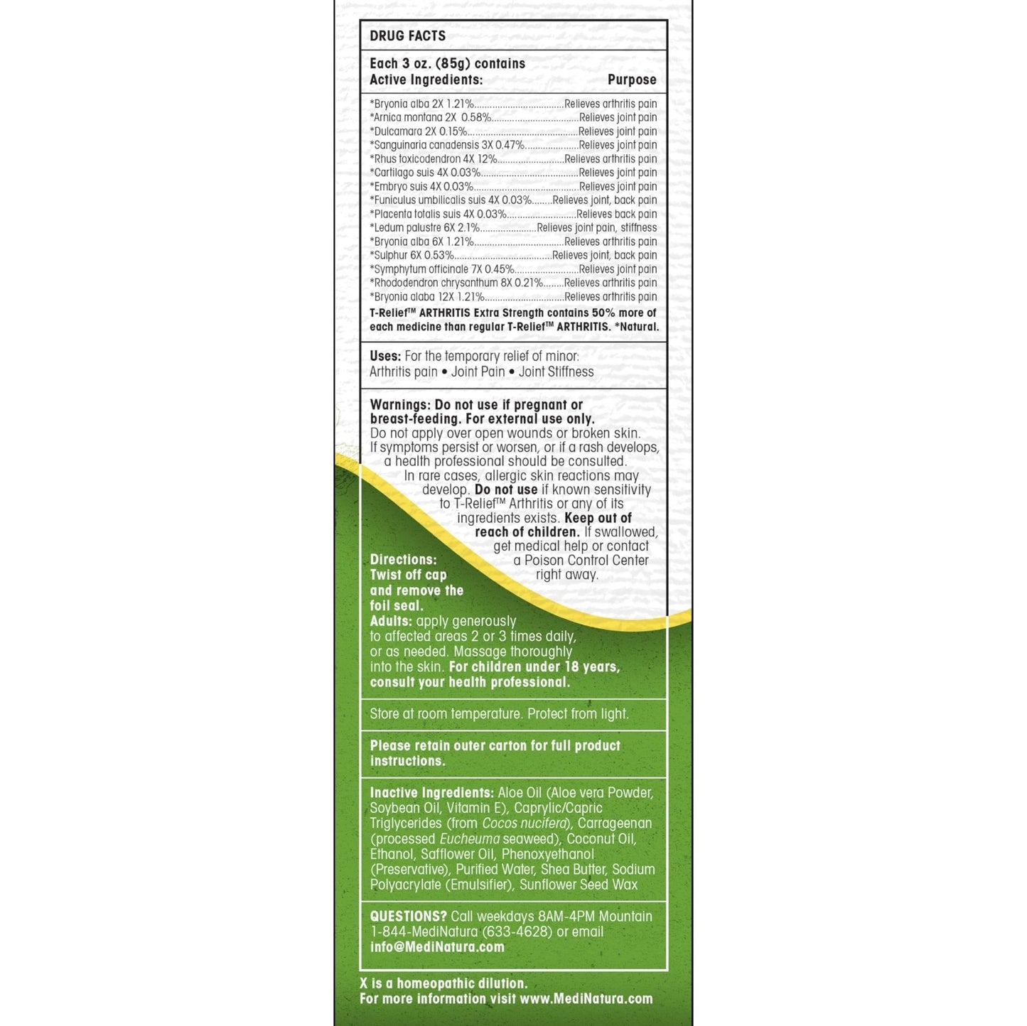 T-Relief Extra Strength Arthritis Cream Arnica +12 Pain Relieving Natural Medicines Help Soothe Soreness Stiffness Aches & Pains in Joints Naturally - 3 oz - dailyvitalstore