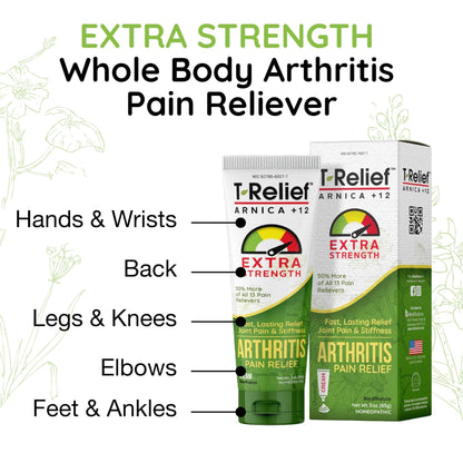 T-Relief Extra Strength Arthritis Cream Arnica +12 Pain Relieving Natural Medicines Help Soothe Soreness Stiffness Aches & Pains in Joints Naturally - 3 oz - dailyvitalstore