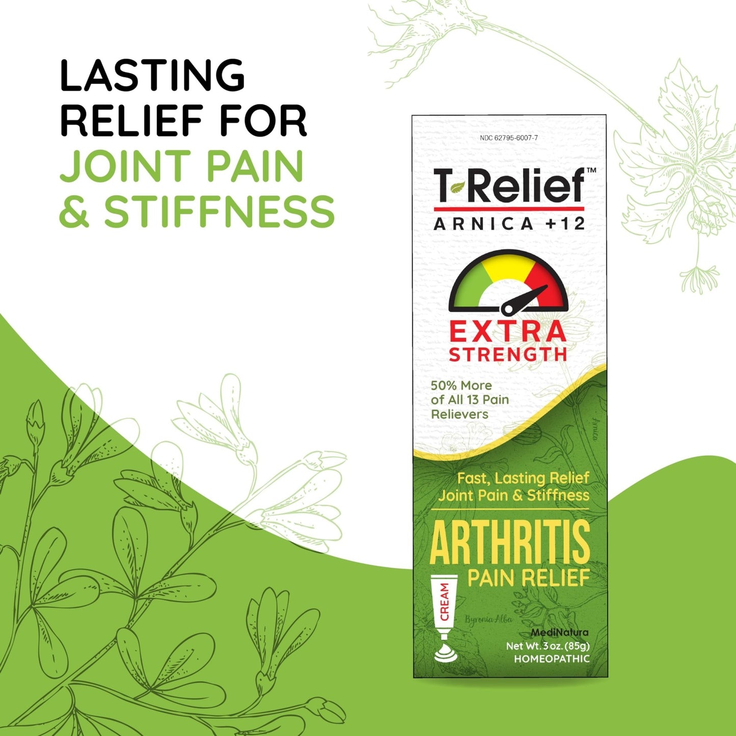 T-Relief Extra Strength Arthritis Cream Arnica +12 Pain Relieving Natural Medicines Help Soothe Soreness Stiffness Aches & Pains in Joints Naturally - 3 oz - dailyvitalstore