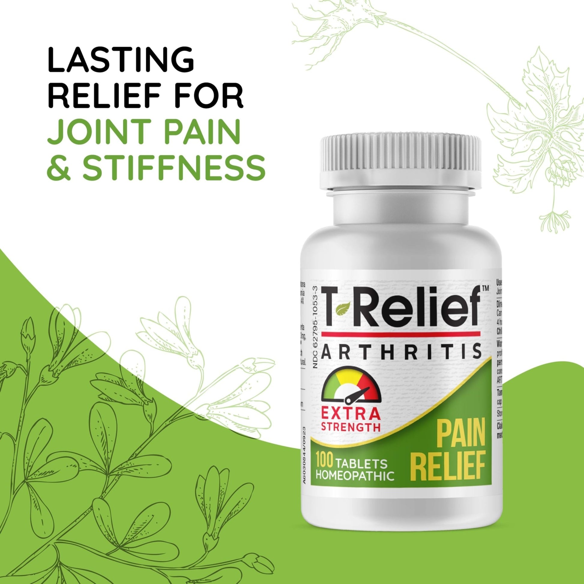 T-Relief Extra Strength Arthritis Pain Reliever Arnica +12 Natural Medicines for Joint Soreness Stiffness Aches, Quick Dissolving Pain Relief for Women & Men - 100 Tablets - dailyvitalstore