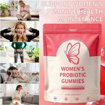 Taeci Vaginal Probiotic Gummies for Women – 5 Billion CFU with Prebiotic & Cranberry Extract – Supports pH Balance, Healthy Odor & Gut Health - dailyvitalstore