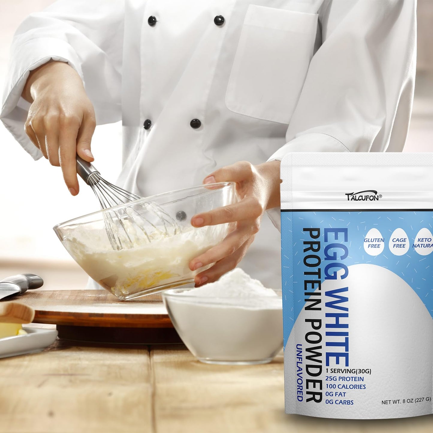 Talcufon Egg White Protein Powder 8 Oz Pasteurized No Additives, High Protein, Gluten-Free Ideal for Baking and Cooking, Unflavored 227G - dailyvitalstore