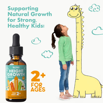 TallTrek Height Growth Supplement Drops for Kids - Teens Bone Growth Height Increase and Maximizer Immune Health Drops with Vitamins D3 K2 Zinc & Calcium - Gluten Free Vegan Pineapple Flavor - dailyvitalstore