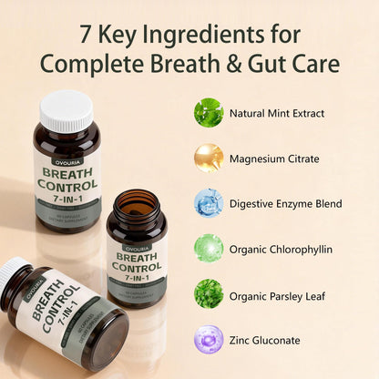 TANSPRESSO ovouria Breath & Gut Balance Capsules - 7-in-1 Formula with Probiotics, Zinc Gluconate & Magnesium Citrate for Fresh Breath, Chronic Halitosis Relief & Digestive Wellness, 60 Count(1pc) - dailyvitalstore