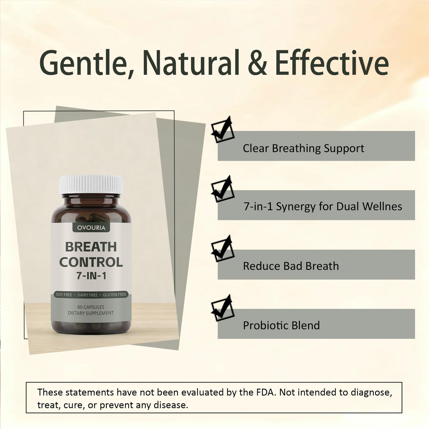 TANSPRESSO ovouria Breath & Gut Balance Capsules - 7-in-1 Formula with Probiotics, Zinc Gluconate & Magnesium Citrate for Fresh Breath, Chronic Halitosis Relief & Digestive Wellness, 60 Count(1pc) - dailyvitalstore
