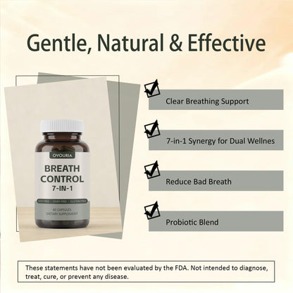 TANSPRESSO ovouria Breath & Gut Balance Capsules - 7-in-1 Formula with Probiotics, Zinc Gluconate & Magnesium Citrate for Fresh Breath, Chronic Halitosis Relief & Digestive Wellness, 60 Count(1pc) - dailyvitalstore