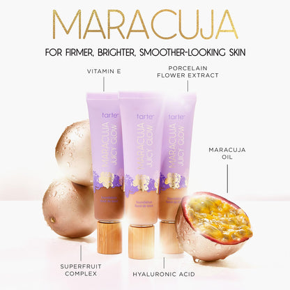 tarte maracuja juicy glow tint – Lightweight Tinted Moisturizer with Hyaluronic Acid for Radiant Skin, Buildable Medium Coverage, Waterproof, Vegan, Cruelty-Free, full size, 48N tan-deep neutral - dailyvitalstore